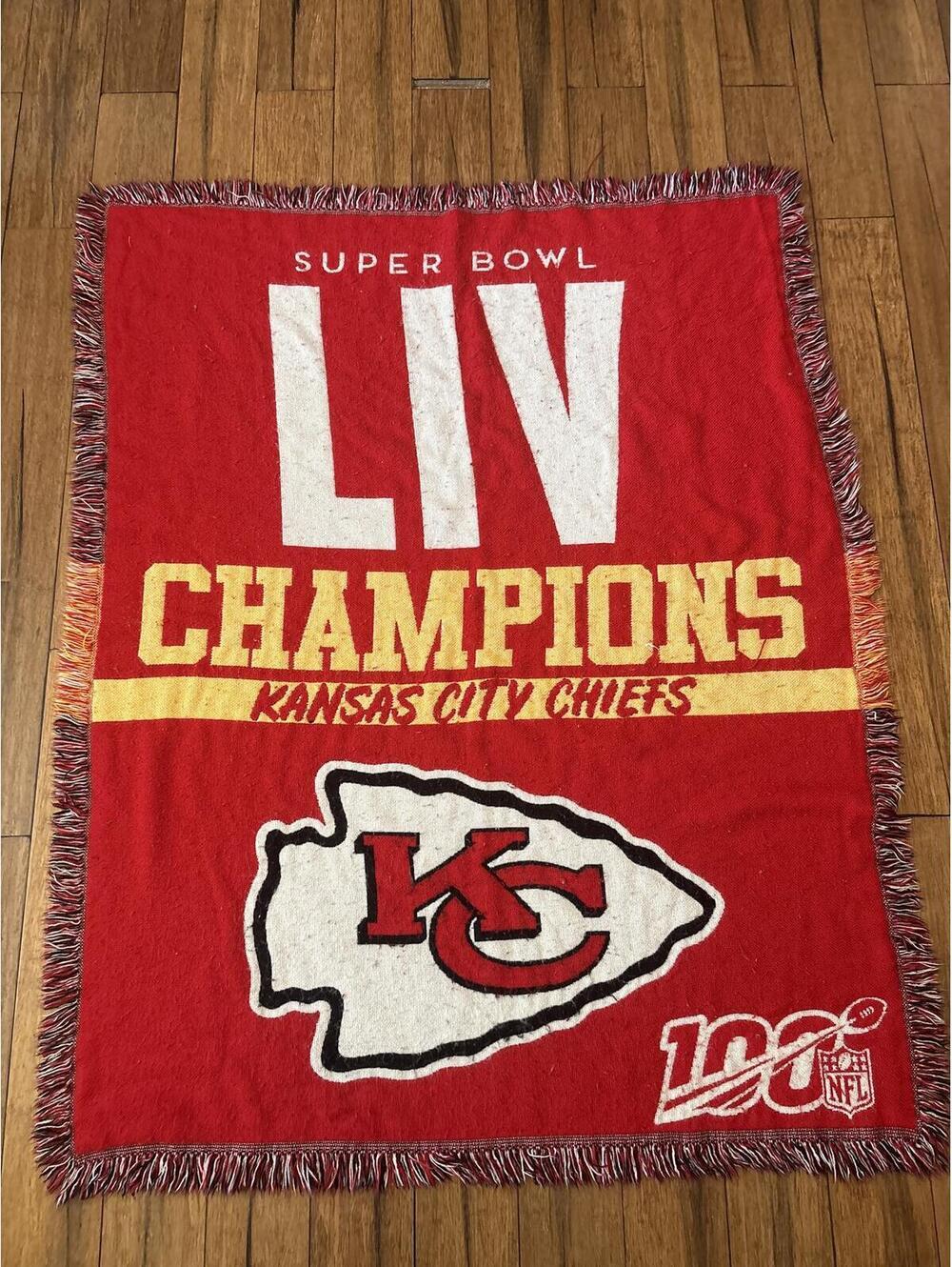 Kansas City Chiefs Super Bowl LIV Champions Throw Blanket NFL AFC West